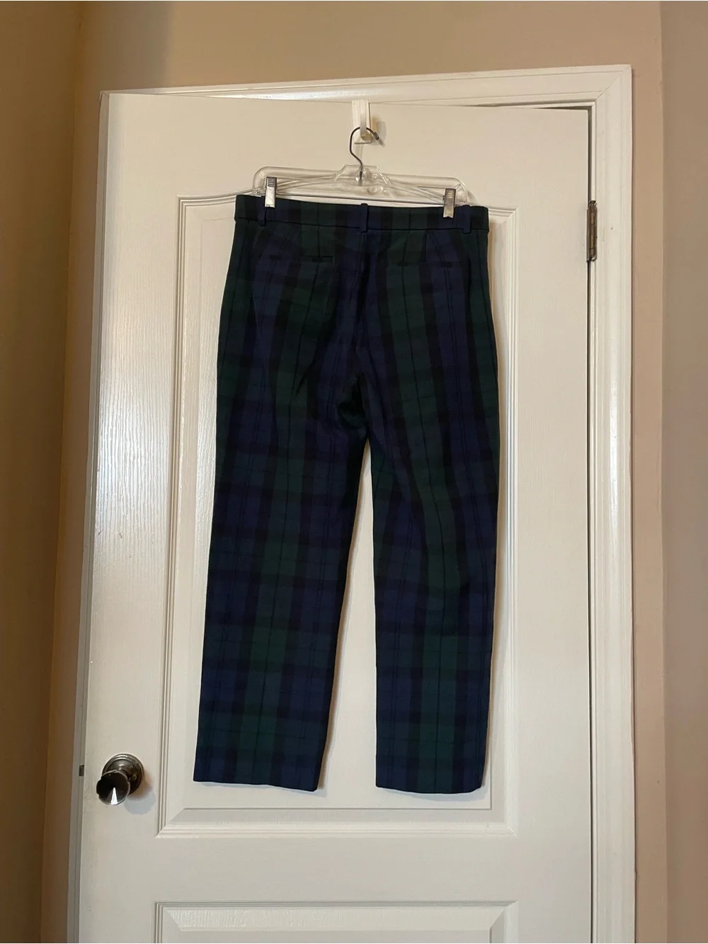 J.Crew Kallie Pant Sz 8 Tartan Plaid Navy Green Cropped Stretch Trouser Preppy